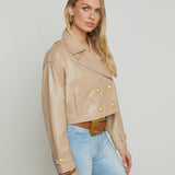 L'AGENCE - Kento Cropped Leather Trench Coat
