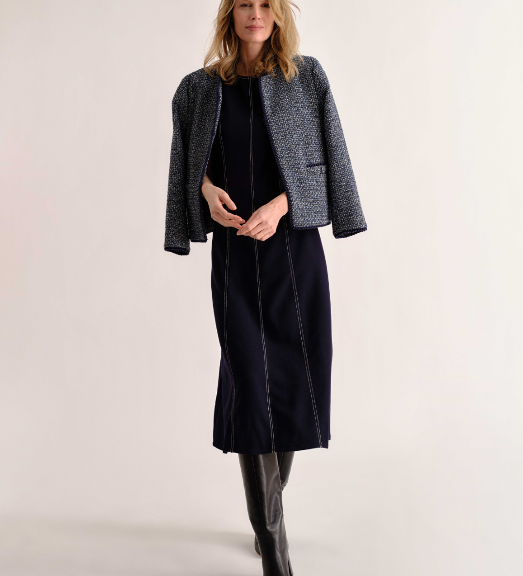 Cartolina - Rain Midi Dress - Dark Navy