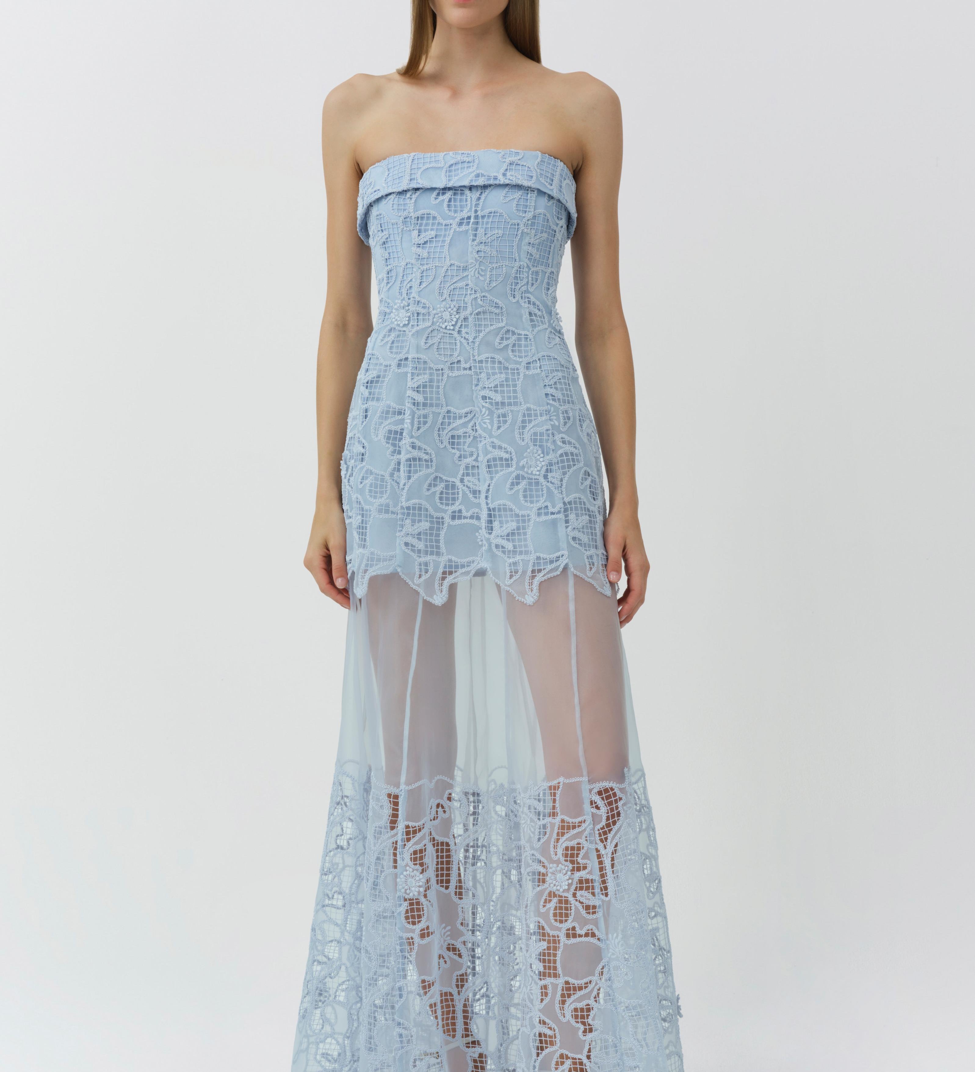 Simkhai - Rennis Embroidered Organza Bustier Gown