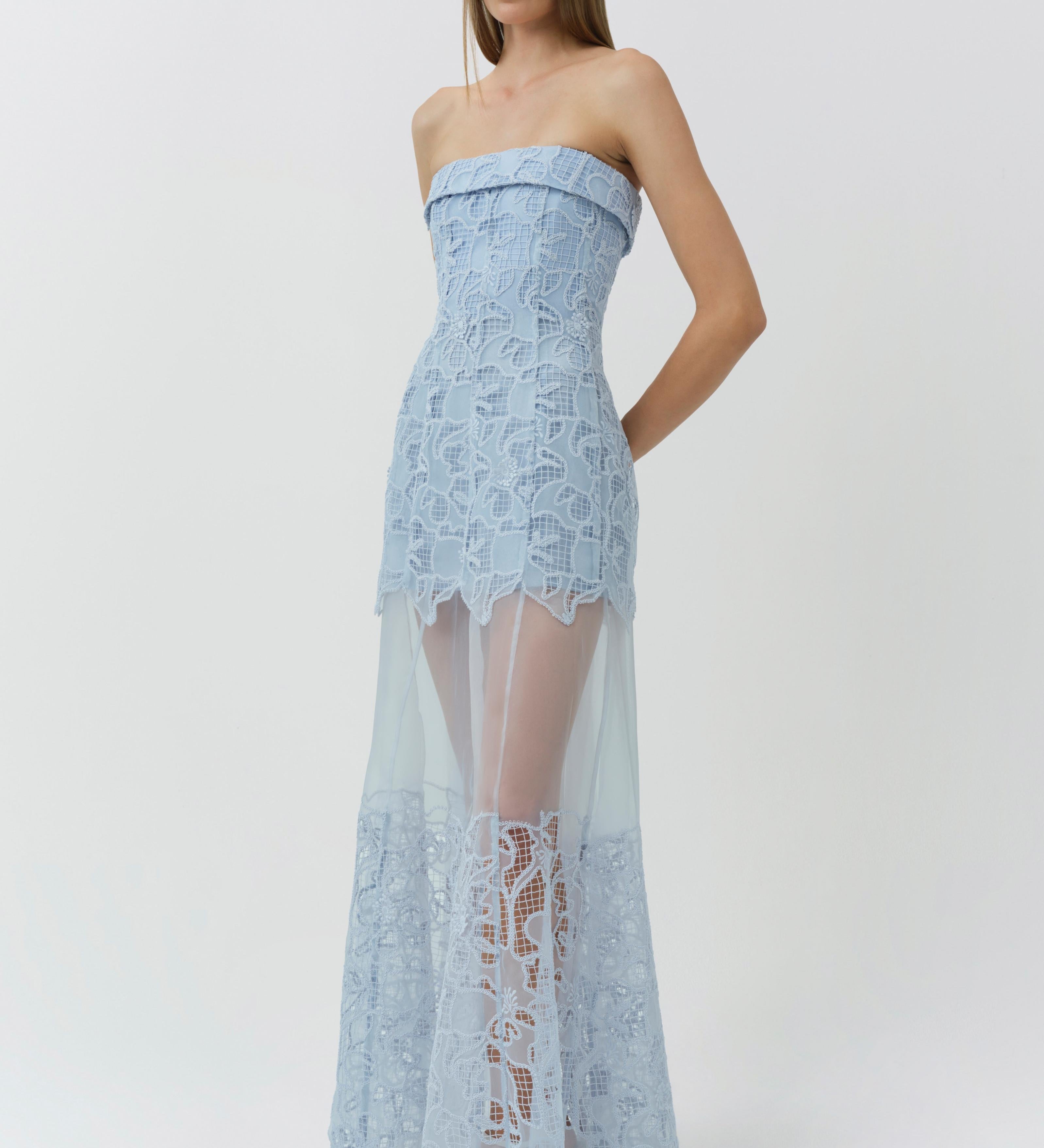 Simkhai - Rennis Embroidered Organza Bustier Gown