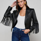 L'AGENCE - Vashti Fringed Leather Blazer