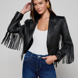 L'AGENCE - Vashti Fringed Leather Blazer