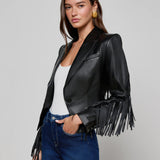 L'AGENCE - Vashti Fringed Leather Blazer