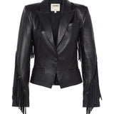 L'AGENCE - Vashti Fringed Leather Blazer