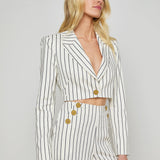 L'AGENCE - Izzie Striped Cropped Blazer