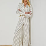 L'AGENCE - Kingston Striped Wide-Leg Pant