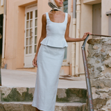 Posse - EMMA PENCIL SKIRT - SILVER BLUE