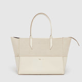 Metier - Incognito 36 Cabas Natural Linen With Smooth Calfskin White Sand