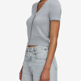 FRAME - The Cashmere Mix Trim Cardi -- Grey Blue