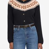 FRAME - The Cashmere Fairisle Cardi -- Navy