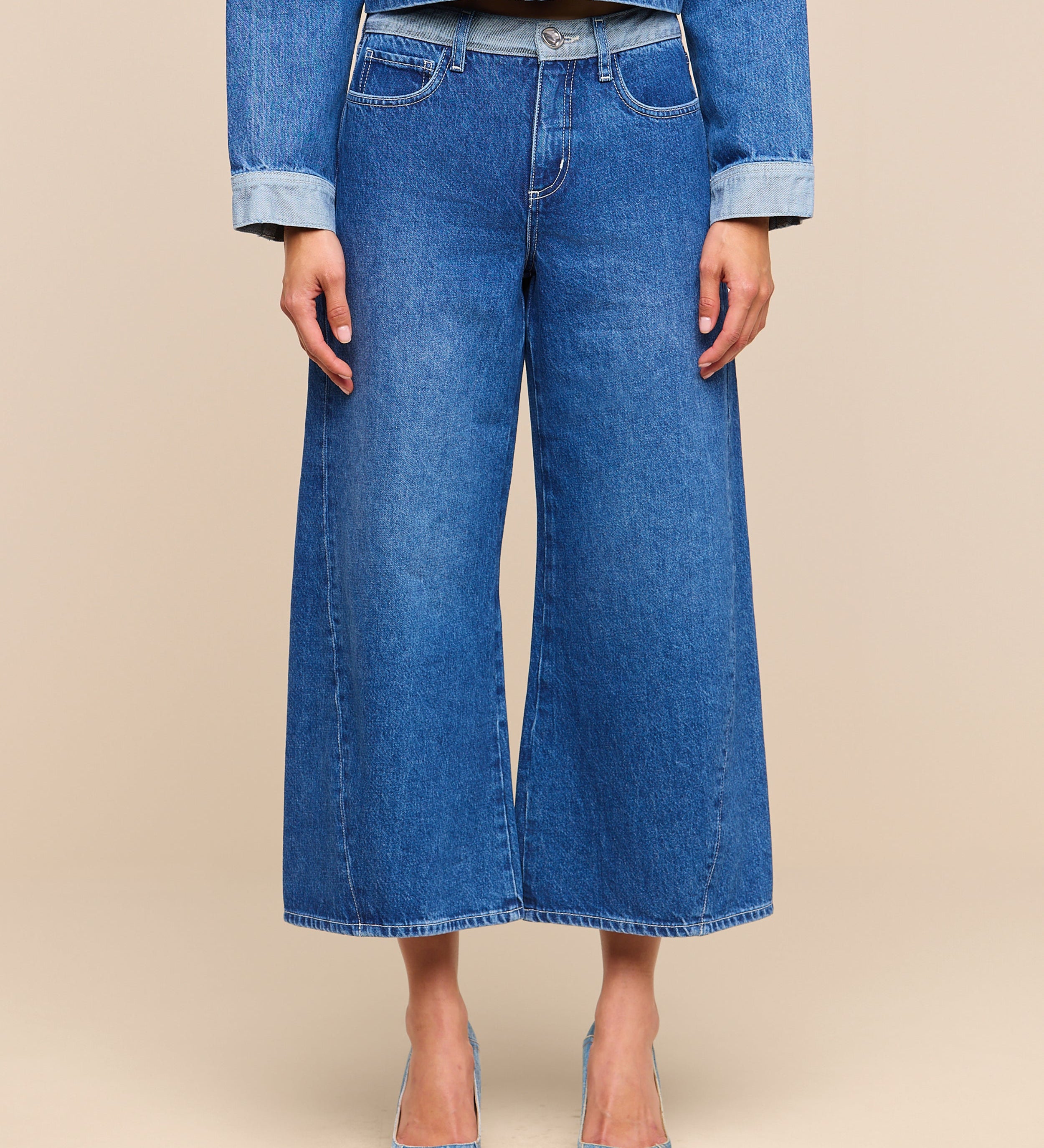 L'AGENCE - Bronte Cropped Wide - Leg Jean