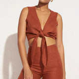 Faithfull - Dalaila Tie Top Plain Spice - Final Sale