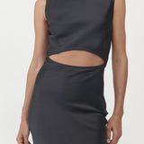 St. Agni - Soft Silk Cut Out Dress - Washed Black