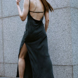 St. Agni - Sophia Drape Dress - Washed Black