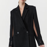 St. Agni - Linen Split Sleeve Blazer - Black