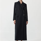 St. Agni - Pinstripe Maxi Coat - Black