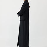 St. Agni - Pinstripe Maxi Coat - Black