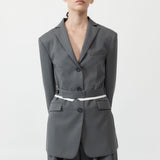 St. Agni - Homme Belted Blazer - Pewter Grey