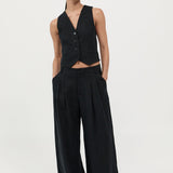 St. Agni - Tailored Linen Pants - Black