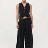 St. Agni - Tailored Linen Pants - Black
