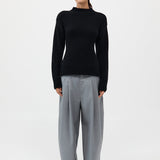 St. Agni - Wool Cashmere Blend Tie Back Jumper - Black