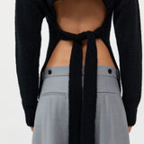 St. Agni - Wool Cashmere Blend Tie Back Jumper - Black