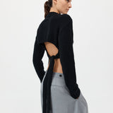 St. Agni - Wool Cashmere Blend Tie Back Jumper - Black