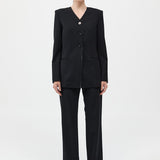 St. Agni - Raw Edge Collarless Blazer - Black
