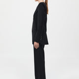 St. Agni - Raw Edge Collarless Blazer - Black