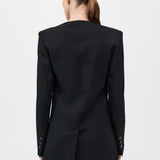 St. Agni - Raw Edge Collarless Blazer - Black