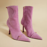 MANU ATELIER - Pointy Toe Ankle Boots Cyclamen Suede