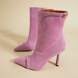 MANU ATELIER - Pointy Toe Ankle Boots Cyclamen Suede