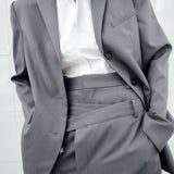 St. Agni - Homme Belted Blazer - Pewter Grey