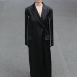 St. Agni - Pinstripe Maxi Coat - Black