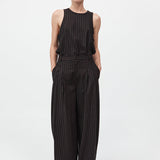 St. Agni - Wool Pinstripe Tapered Pants - Mahogany Stripe