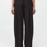 St. Agni - Wool Pinstripe Tapered Pants - Mahogany Stripe