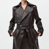 St. Agni - Leather Trench Coat - Chocolate