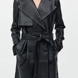 St. Agni - Leather Trench Coat - Black