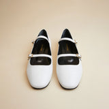 MANU ATELIER - Manu Ballet Flats With Double Belt White Soft