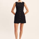 Posse - EMMA BUTTON DOWN DRESS - BLACK