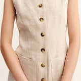 Posse - EMMA BUTTON DOWN DRESS - NATURAL