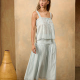 Ciao Lucia - Euri Baby Blue Embroidered Cotton Top