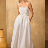 Ciao Lucia - Austine White Embroidered Linen Dress