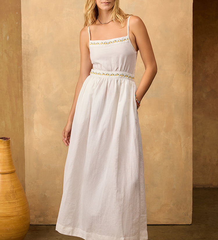 Ciao Lucia - Austine White Embroidered Linen Dress