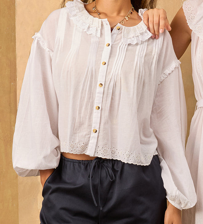 Ciao Lucia - Anaia White Embroidered Cotton Top