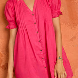 Ciao Lucia - Nayara Guava Embroidered Cotton Dress