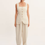 Posse - LUCILLE GILET - BEIGE PINSTRIPE