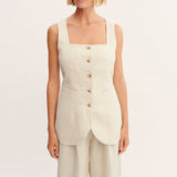 Posse - LUCILLE GILET - BEIGE PINSTRIPE