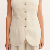 Posse - LUCILLE GILET - BEIGE PINSTRIPE
