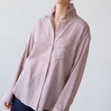 Jamie Haller - The Stripe Essential Shirt in Burgundy Natural